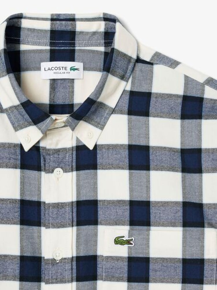 Lacoste Cream Large Check Flannel Shirt - Image 3 of 3