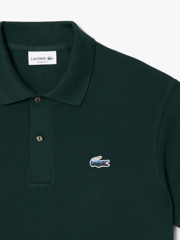 Lacoste Green Classic Fit Landscape Crocodile Polo Shirt - Image 2 of 2