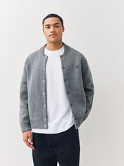 Lacoste Grey Bomber Style Double Face Wool Blend Cardigans - Image 2 of 6