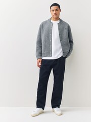 Lacoste Grey Bomber Style Double Face Wool Blend Cardigans - Image 3 of 6
