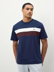 Lacoste Blue Classic Fit Colorblock Jersey T-Shirt - Image 1 of 4