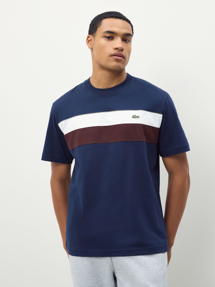 Lacoste Blue Classic Fit Colorblock Jersey T-Shirt - Image 1 of 4