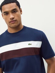 Lacoste Blue Classic Fit Colorblock Jersey T-Shirt - Image 3 of 4
