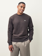 Lacoste Brown Classic Fit Brushed Fleece Sweatshirt - Image 1 of 6