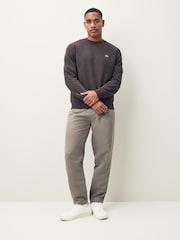 Lacoste Brown Classic Fit Brushed Fleece Sweatshirt - Image 3 of 6