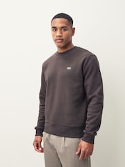 Lacoste Brown Classic Fit Brushed Fleece Sweatshirt - Image 5 of 6
