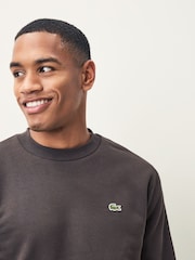 Lacoste Brown Classic Fit Brushed Fleece Sweatshirt - Image 6 of 6