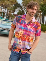 Joe Browns Orange Sunset Palm Tree Short Sleeve Shirt - Image 1 of 7