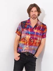 Joe Browns Orange Sunset Palm Tree Short Sleeve Shirt - Image 3 of 7