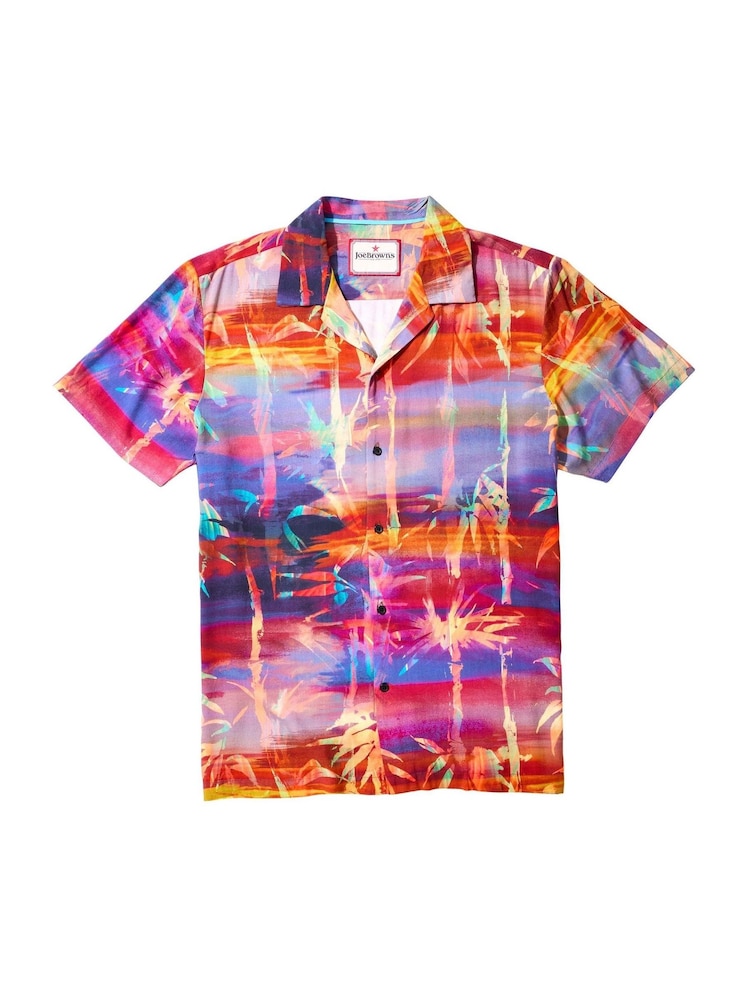 Joe Browns Orange Sunset Palm Tree Short Sleeve Shirt - Image 7 of 7