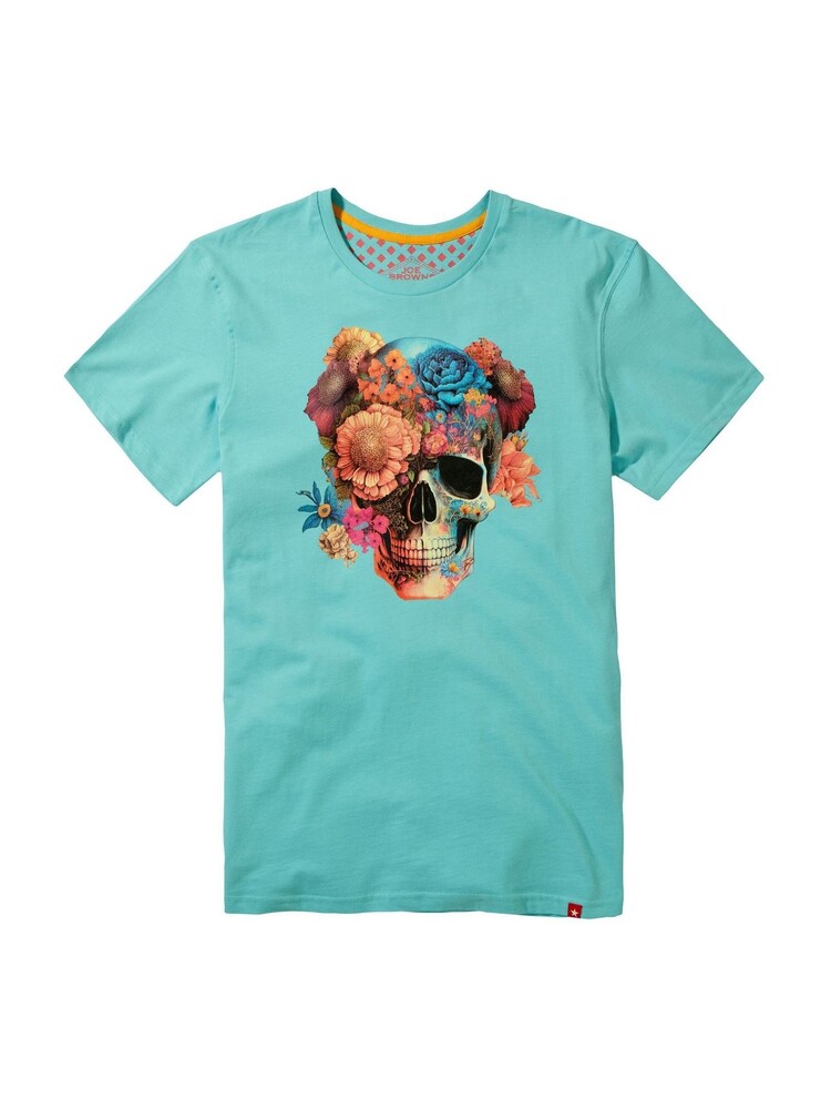 Joe Browns Blue Skull and Floral Graphic Print 100% Cotton T-Shirt - Image 5 of 5