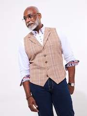 Joe Browns Brown Summer Check Waistcoat - Image 1 of 5