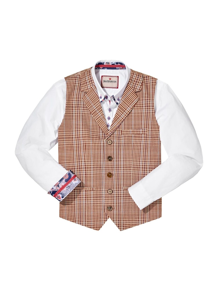 Joe Browns Brown Summer Check Waistcoat - Image 5 of 5