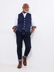 Joe Browns Blue Vintage Workwear Twill Waistcoat - Image 2 of 4