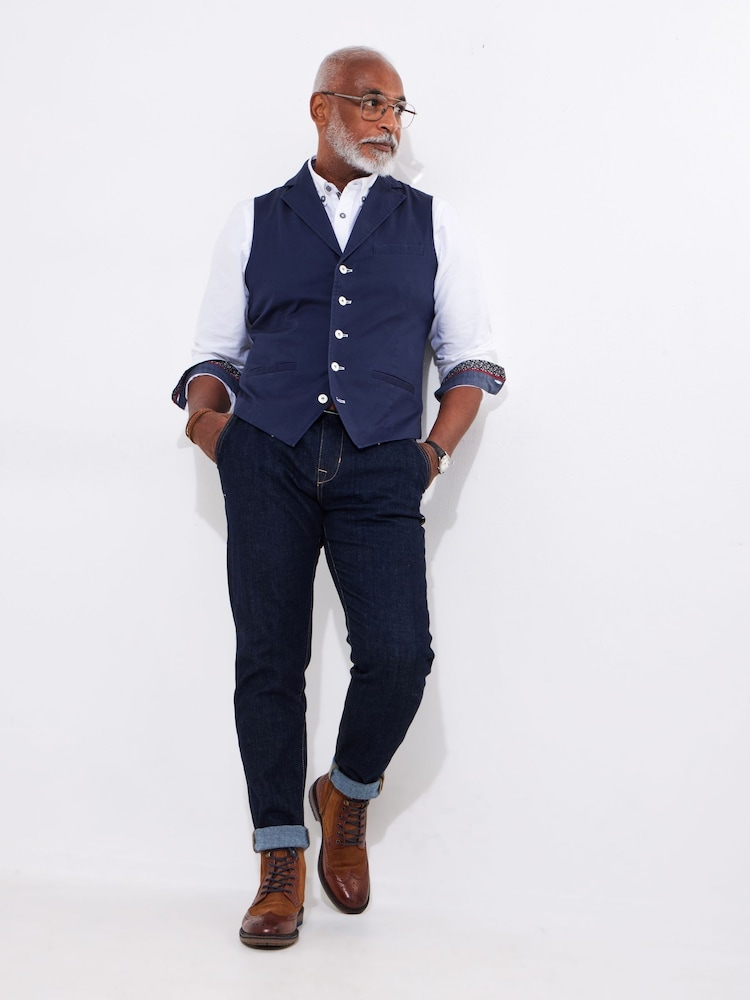 Joe Browns Blue Vintage Workwear Twill Waistcoat - Image 2 of 4