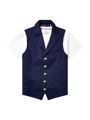 Joe Browns Blue Vintage Workwear Twill Waistcoat - Image 4 of 4