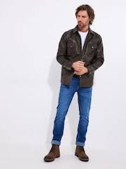 Joe Browns Brown Vintage Western Leather Shirt - Image 4 of 7