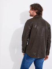 Joe Browns Brown Vintage Western Leather Shirt - Image 5 of 7