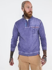 Joe Browns Purple Stitch Detail 1/4 Zip 100% Cotton Sweatshirt - Image 1 of 5