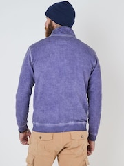 Joe Browns Purple Stitch Detail 1/4 Zip 100% Cotton Sweatshirt - Image 2 of 5