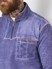 Joe Browns Purple Stitch Detail 1/4 Zip 100% Cotton Sweatshirt - Image 4 of 5