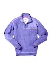 Joe Browns Purple Stitch Detail 1/4 Zip 100% Cotton Sweatshirt - Image 5 of 5