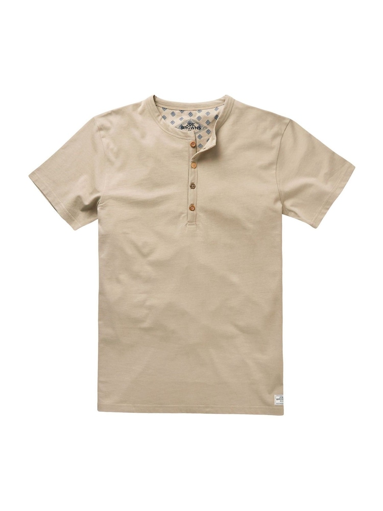 Joe Browns Washed Graphic Print Henley 100% Cotton T-Shirt - Bild 5 von 5