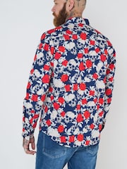 Joe Browns Blue Rose Skull Print Long Sleeve 100% Cotton Shirt - Image 5 of 7