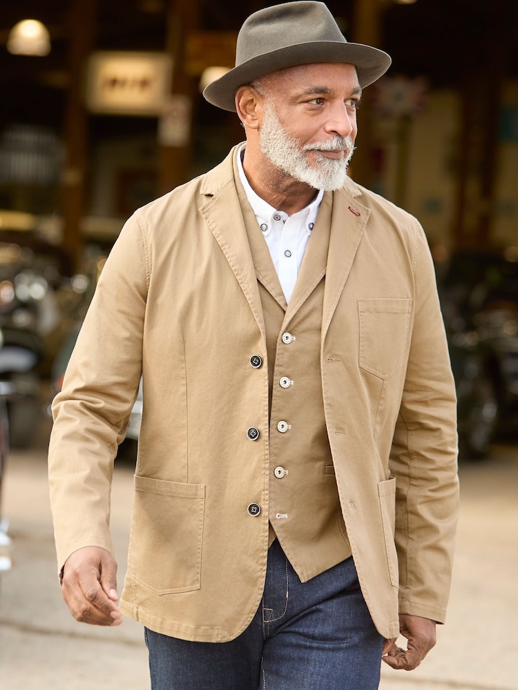 Joe Browns Brown Vintage Workwear Twill Blazer - Image 1 of 7