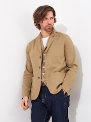 Joe Browns Brown Vintage Workwear Twill Blazer - Image 2 of 7