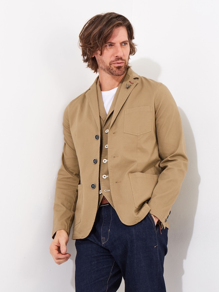 Joe Browns Brown Vintage Workwear Twill Blazer - Image 2 of 7