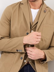 Joe Browns Brown Vintage Workwear Twill Blazer - Image 6 of 7