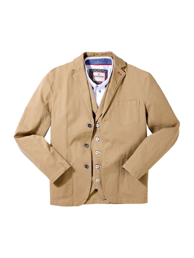 Joe Browns Brown Vintage Workwear Twill Blazer - Image 7 of 7