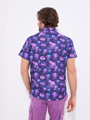 Joe Browns Purple Vibrant Jellyfish Print 100% Cotton Shirt - Image 4 of 5