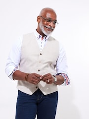 Joe Browns Cream Woven Linen Blend Waistcoat - Image 1 of 5