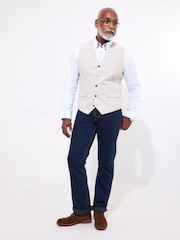 Joe Browns Cream Woven Linen Blend Waistcoat - Image 3 of 5
