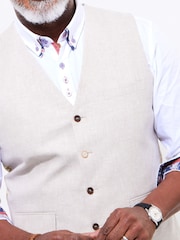 Joe Browns Cream Woven Linen Blend Waistcoat - Image 4 of 5