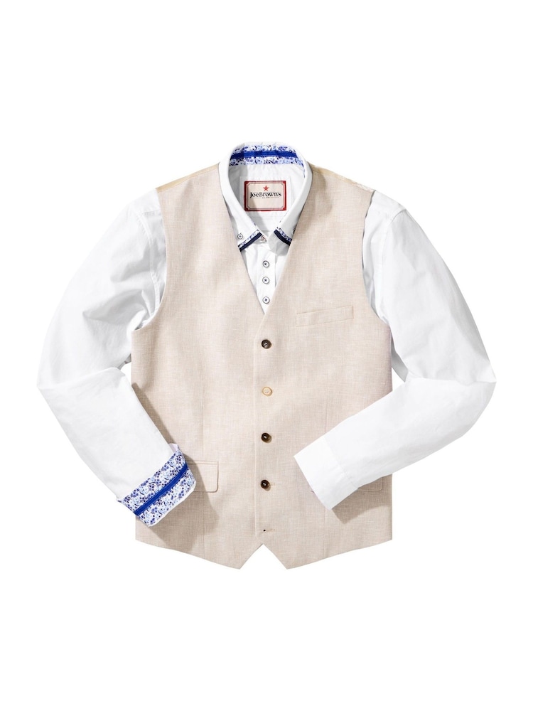 Joe Browns Cream Woven Linen Blend Waistcoat - Image 5 of 5