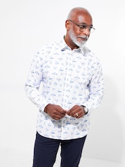 Joe Browns White Sketchy Bird Print 100% Cotton Shirt - Image 1 of 5