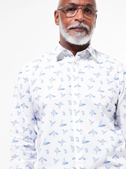 Joe Browns White Sketchy Bird Print 100% Cotton Shirt - Image 2 of 5