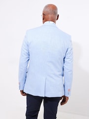 Joe Browns Blue Tonal Linen Herringbone Blazer - Image 3 of 7