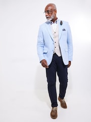 Joe Browns Blue Tonal Linen Herringbone Blazer - Image 5 of 7