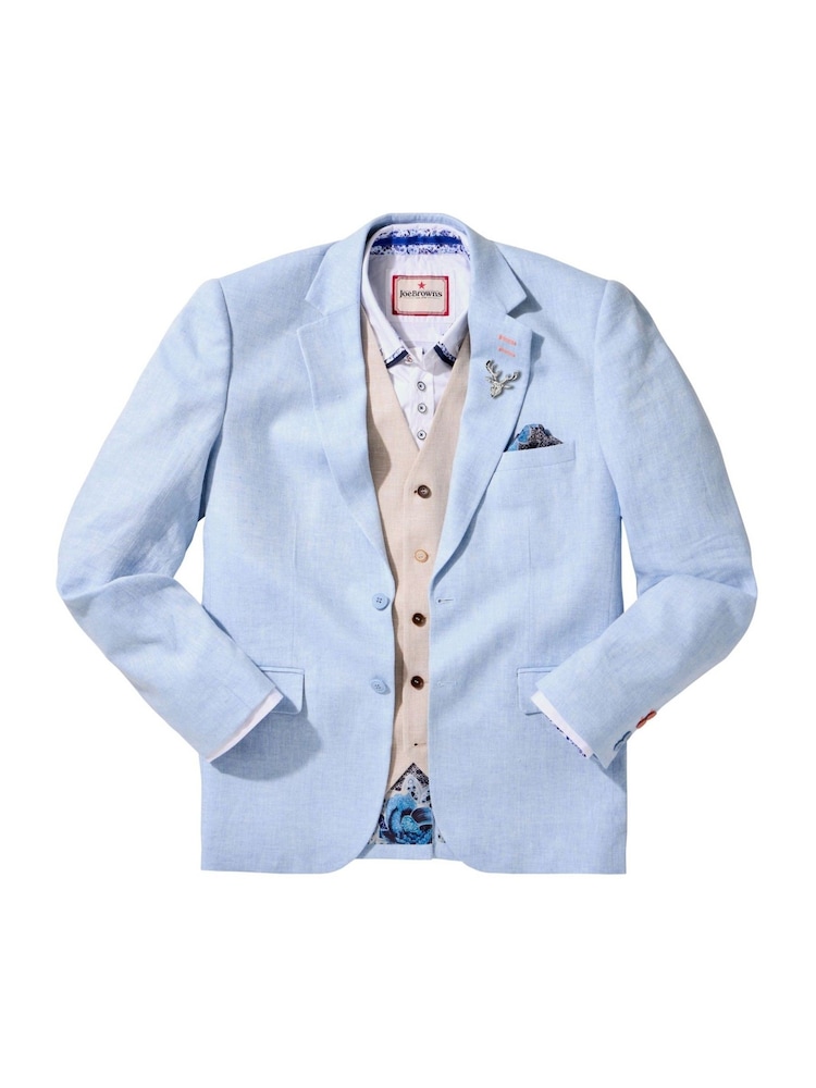 Joe Browns Blue Tonal Linen Herringbone Blazer - Image 7 of 7