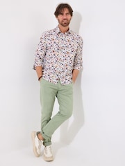 Joe Browns White Spring Ditsy Floral Print Long Sleeve 100% Cotton Shirt - Image 2 of 5