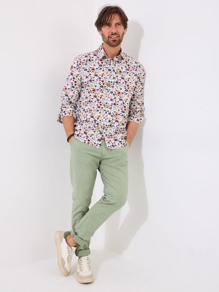 Joe Browns White Spring Ditsy Floral Print Long Sleeve 100% Cotton Shirt - Image 2 of 5