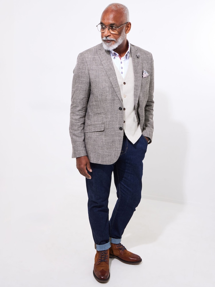 Joe Browns Brown Woven Blend Blazer - Image 2 of 7
