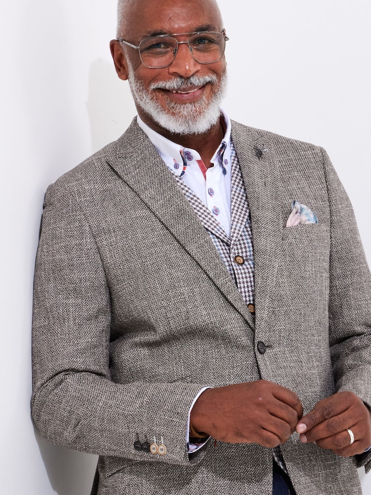 Joe Browns Brown Woven Blend Blazer - Image 3 of 7
