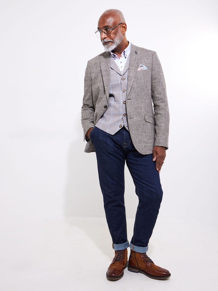 Joe Browns Brown Woven Blend Blazer - Image 5 of 7