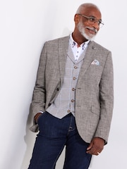 Joe Browns Brown Woven Blend Blazer - Image 6 of 7
