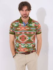 Joe Browns Green Vibrant Print Polo Shirt - Image 2 of 7